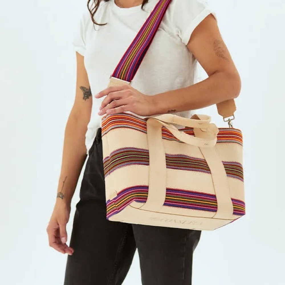 SOLD Consuela Diego Leather with Multicolored Webbing Stripes